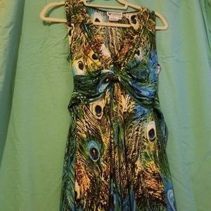 Boutique Papillion LA peacock print dress